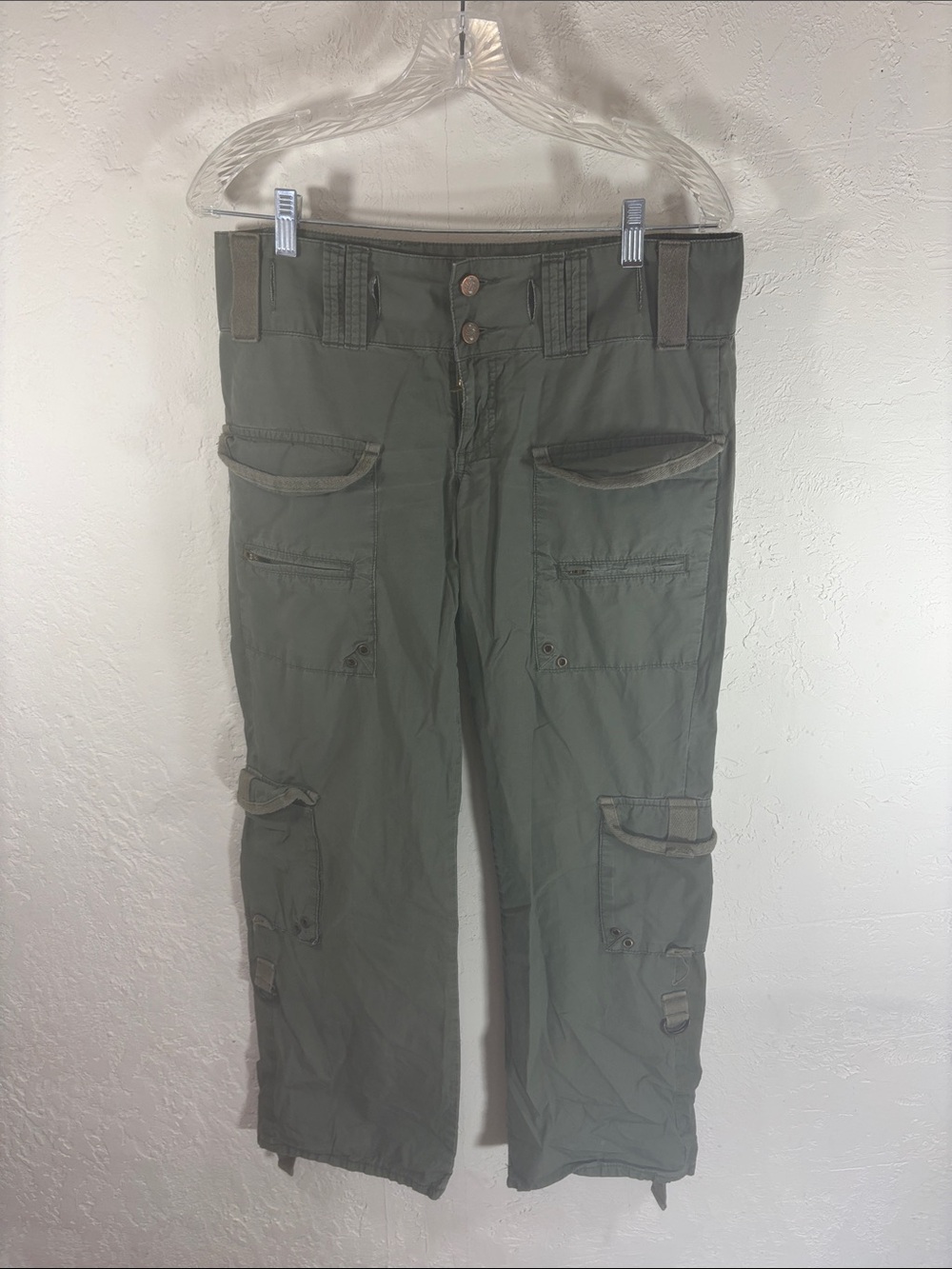 See Thru Soul Men's Olive Cargo Pants with Utility Tabs